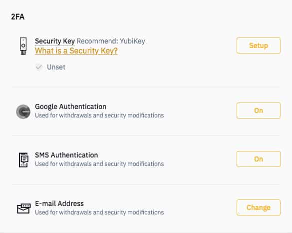 Binance account security features