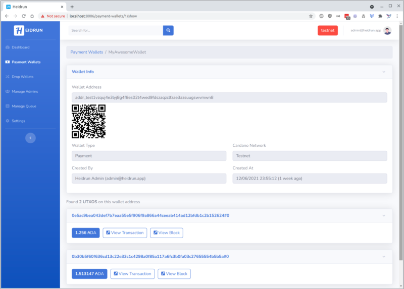 Heidrun payment wallet info on GitHub
